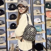캐쥬얼 숄더백 백팩 여성 뉴욕 양키스 스포츠 가방 남성 산책 피크닉 트렌드, S 블랙 (숄더끈 탈부착)