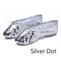 발레토슈즈 성인 취미빛나는 부드러운 밑창 발레 댄스 슬리퍼 여아용 슈즈 숙녀 발레리나 여성 체조, 03 28, 04 Silver Dot