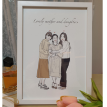 [액자 포장 무료이벤트] 사진주문제작 초상화 일러스트 팝아트 캐리커쳐 액자 기념일 선물 웨딩 커플 여자친구 남자친구 20대 30대 결혼 우정 라인드로잉 사진드로잉 그림주문제작, 원본사진배경, 1인{동물도1인}