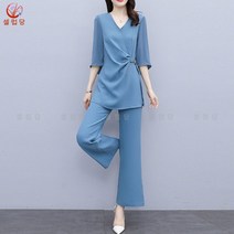 셀럽당 여성 세트 여름 쉬폰 빅 사이즈 여자스타일리시한 룩 투피스