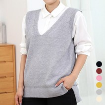 턴키 여성용 언발 니트 스판 브이넥 베스트 AE-1212