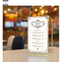 카페메뉴판 클립보드 미용실테이블 투명 탁상액자, 리브리움탁상액자로즈골드대