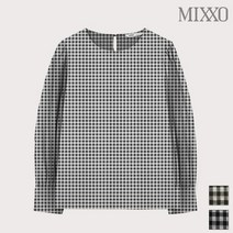 미쏘 미쏘 체크 볼륨소매 블라우스_MIWBL9T11S