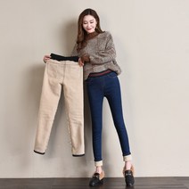 라쿤걸 허리밴드 스판 따뜻한 양털기모청바지CW412