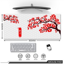 게이밍키보드 저소음 사무용 레트로 벚꽃 아트 마우스 패드 일본 사쿠라 핑크 테이블 매트 900x400mm 게, 한개옵션2, 08 Sakura (8), 08 400x900x3mm
