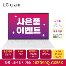 2022 LG전자 그램 16ZD90Q-GX56K (40.6cm 인텔12세대 앨더레이크 CPU NVMe 256GB 16GB), WIN10 Home, 16GB, 768GB, 코어 i5, 화이트