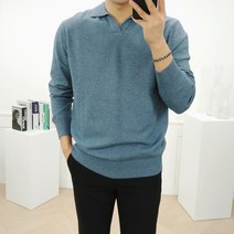 로니제이 남자 촉촉한 캐시미어 스판 오픈 카라 니트