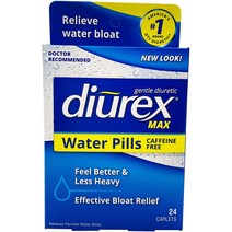 Diurex-Max Diuretic Water Caplet-24 캡슐 - 수분 섭취량 증가 카페인없이 월경 관련 부풀음 및 피로