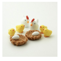 포레스 테라리움 치킨가족 피규어 세트, 혼합색상 2개