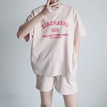 헬스장복장 짐웨어 오버핏 스웻셋업 여자 반바지 반팔 트레이닝세트 조깅복 원마일웨어 맘룩