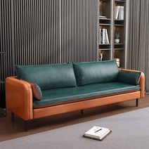 사무실쇼파 사무용 쇼파 소파 라이트 럭셔리 세트 심플 모던 리셉션 비즈니스 리셉션 패브릭 회의 협상 휴식 3인 로비소파 120, 짙은 녹색 + 주황색 싱글 70cm 2 색 베개