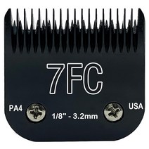 탈착식 스틸 반려견 클리퍼 블레이드 사이즈7FC Andis Cut 길이 3.2mm(18인치)와 호환 Oster A5 Wahl KM 시리즈 클리퍼와 및 스테인리스 블레이드로 제작, Black-7FC-1/8