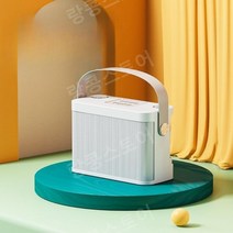 이동식 노래방 기계 소형 차량용 캠핑 미니 반주기, 화이트 듀얼 마이크
