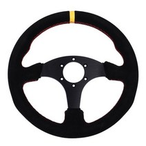 레이싱시뮬레이터 레이싱휠13 인치 330 레이싱 플랫 스티어링 휠 자동 유니버설 스웨이드 가죽 시뮬레이션, 한개옵션1, 05 6028BK-MS-YL-RD