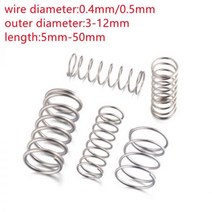 인장스프링 스텐인장스프링 금형 20pcs SS304 스테인레스 스틸 압축 스프링 두께 0.4mm 0.5m 미니 가정용 유지 보수 도구 하드웨어 액세서리, 0.5mm, 10mm, 40mm