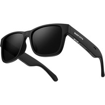 ROKIT Smart Glasses Blue Light&Polarized Lenses Open Ear Bluetooth Sunglasses Voice Assistant, 03 Matte Black
