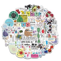 실험실 소모품 50Pcs 과학 실험실 스티커 재미 있은 DIY 노트북 가방 오토바이 자동차 Decals 장난감 아이, 한개옵션1, 한개옵션0