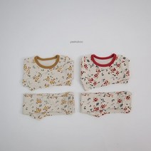 ForJ 아기 유아 꽃무늬 실내복 세트