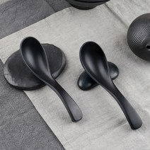 쿡차 멜라민 수저 세트 우동 국물 스푼 검정색 일식 젓가락, 짧은스푼 10p