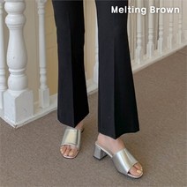 로즈블로썸 멜팅브라운 여성 데일리 통굽 미들힐 슬리퍼 뮬 9color (8258979)