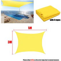 캠핑 천막 캐노피 바람막이 대형 햇빛가림 4인용 6인용 노란색 방수 태양 그늘 돛 광장 직사각형 삼각형 정원 테라스 수영 그늘 캠프 하이킹 마당 차양, 3x5m