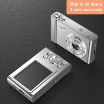카메라 작은 디지털 2.7k 2.4inch ips 스크린 16x 줌 얼굴 감지 블로깅, 은, 16g TF 카드로