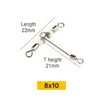 10pcs 3 웨이 발광 t-모양 회전 크로스 라인 롤링 낚싯줄 미끼 액세서리 잉어 바다 낚시 바늘 커넥터 태클 물고기 도구, 사이즈8 10개