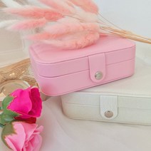 (1+1할인/빠른배송) 2단 주얼리 보석함 미니 악세사리 휴대용 귀걸이 보관 박스 목걸이 보관함, 다크베이지, 블랙