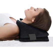 XtraComfort Traction Wedge Pillow 목과 어깨 통증을 위한 스트레칭 카이로프랙틱 쿠션 머리 받침 지지대 수면과 휴식을 부드러운 윤곽선 메모리 폼 휴대용블랙, 검은색