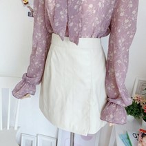 [다잇템] 여자 인조가죽 짧은 언발 포인트 캐쥬얼 스커트