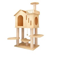 고양이 원목캣타워4단 원목캣타워5단 먼치킨 캣타워 하우스 이케아 DIY 선반 뚱냥이 투명해먹, 단일사이즈, M-03하우스형(60x40x104cm)