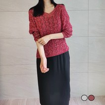 식스에비뉴 페미닌 메쉬 니트 앤 롱 원피스 세트