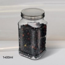 유리병 메탈자(사각)1400ml 유리저장병 도매 수축필름제공, 메탈글라스사각1400ml