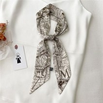 쁘띠 스카프 머플러 실크 여성용 얇은 좁은 긴 더블 묶음 헤어밴드 가방 장식 26 글자