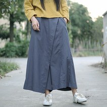 봄 랩 스커트 마 와이드 팬츠 와이드 블랙 빅 슬랙스 밴딩 허리 언밸런스 치마바지 유니크