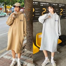 협력브랜드 여성 캐쥬얼 느낌 후드 두툼한 기모 데일리 원피스