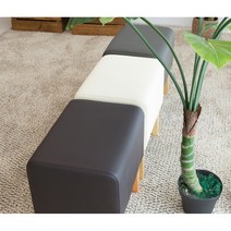 부드러운 쿠션감 사각 가죽 간이의자 스툴(4컬러) 낮은 스튤 고급 쇼파, 아이보리