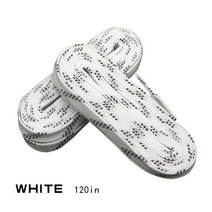 아이스하키 스케이트 끈 84in 96in 108in 120in 듀얼 레이어 브레이드 추가 강화 팁 아이스 하키 스케이트 하키 신발 레이스 용 왁스 팁 디자인, 흰색 120인치