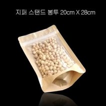 제이스토어 / 앞투명 후면 크라프트 지퍼스탠드 봉투 20X28cm 200매, 1개