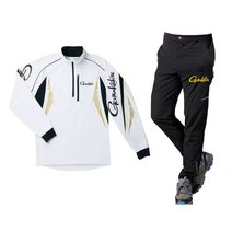 가마가츠 Gamakatsu 갯바위 낚시복 세트 냉감 실크 통기성 속건성 바다 낚시 자외선 차단 루어, 흰양복