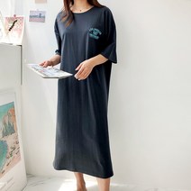 커밍투유 루즈핏 빈티지 레터링 롱 원피스