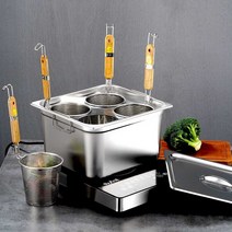 대용량 면 삶는 냄비 식당 업소용 스탠 라멘집 국수집, 4구사각냄비+면삶는 채 4개