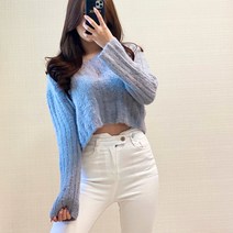 여리핏 앙고라퍼 브이넥 니트티셔츠 여성티셔츠 여성니트 jz88372