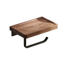 원목 메탈 미니선반 휴지걸이 블랙 싱글, 1개