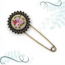 토이앤스티치/두겹플라워/옷핀/브로치/소/프랑스자수/반제품/당일발송, F197-두겹플라워옷핀브로치-소
