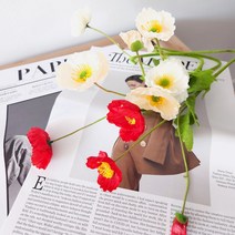 양귀비 조화 부케 인테리어 꽃장식 플라워 7color, 레드(1p)