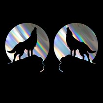 자동차 포인트 울프 늑대 WOLF 튜닝스티커 (M사이즈) 2개1세트, 홀로그램