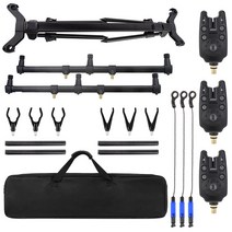 낚시 좌대 거치대 민물 조정 가능한 개폐식 잉어 낚싯대 스탠드 홀더 3 낚시 물린 경보 미끼 스윙 포드, 01 Black