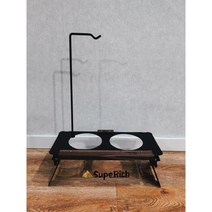 캠핑 애완 동물 고양이 및 개 그릇 금속 두껍고 내구성 휴대용 고급 밥그릇 애견용품, 그릇 홀더 + 라이트 스탠드