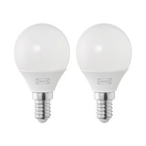 이케아 SOLHETTA 솔헤타 LED 전구 E14 250 루멘 2개 한세트 구형조명오팔화이트, 오팔_504.987.28